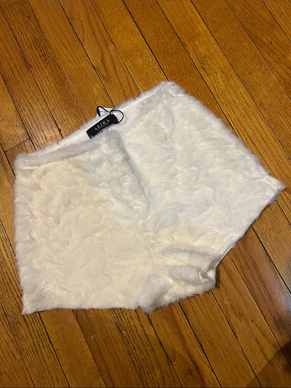 AKIRA Cream Faux Fur Shorts